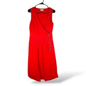Boden Arwen Wrap‎ Midi Dress 6R orange Linen Blend Minimalist